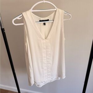 White House Black Market Ivory V-Neck Blouse Size 6